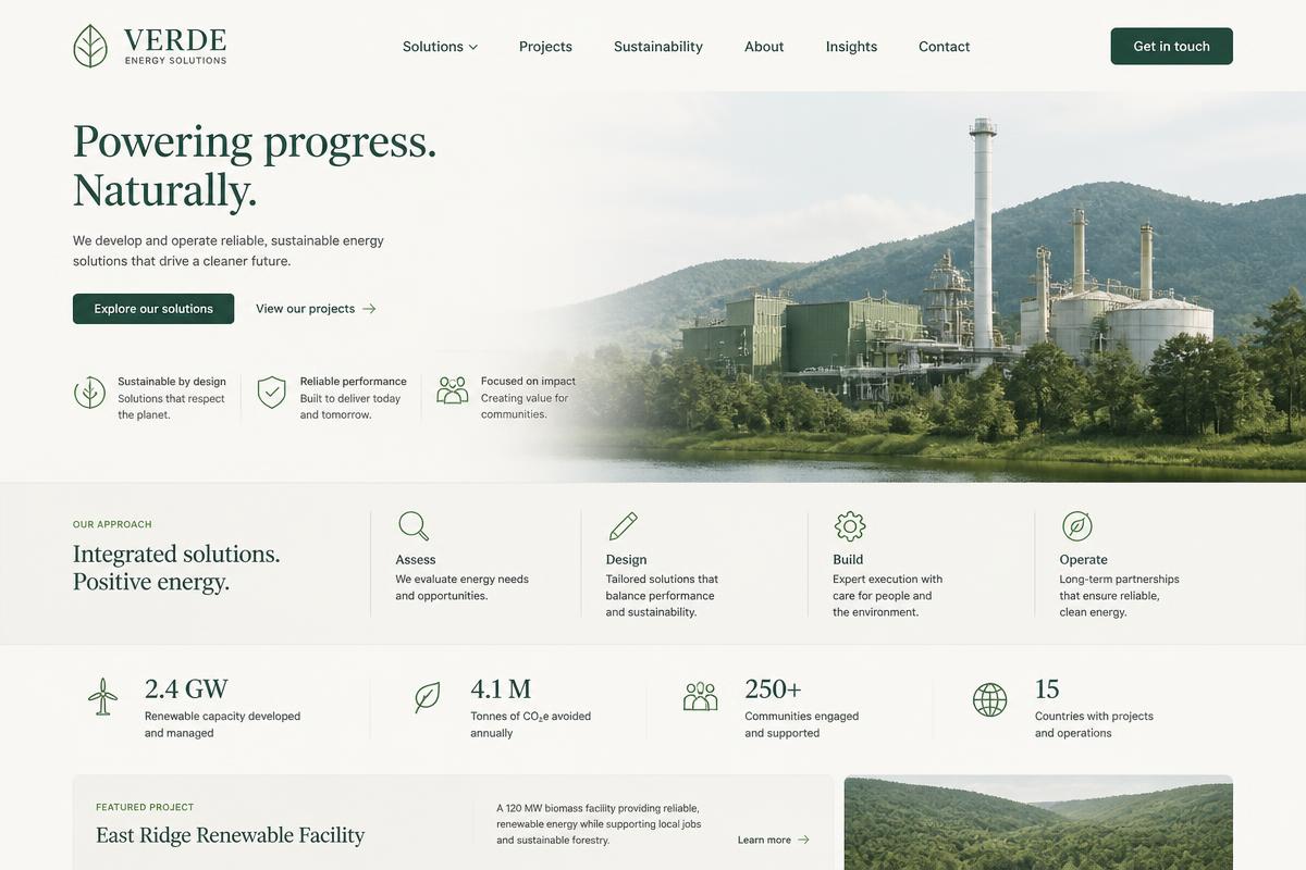 Grüne Werke: Company site, one funding page demo design